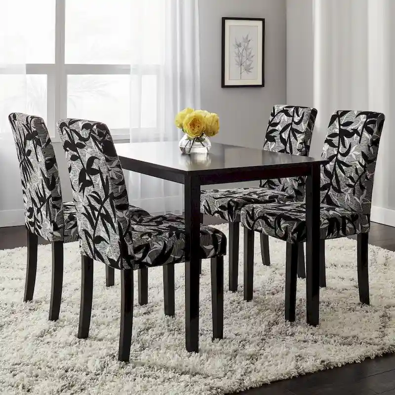 Parson Black and Silver 5-Piece Dining Table and Chairs Set