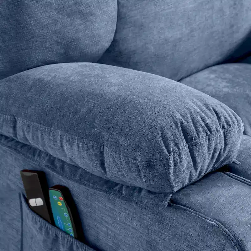 Power Lift Recliner with Heat, Massage, USB Charging – Blue