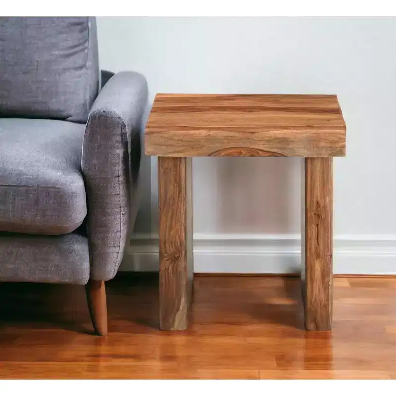 HomeRoots 22 Black And Brown Solid Wood Square End Table