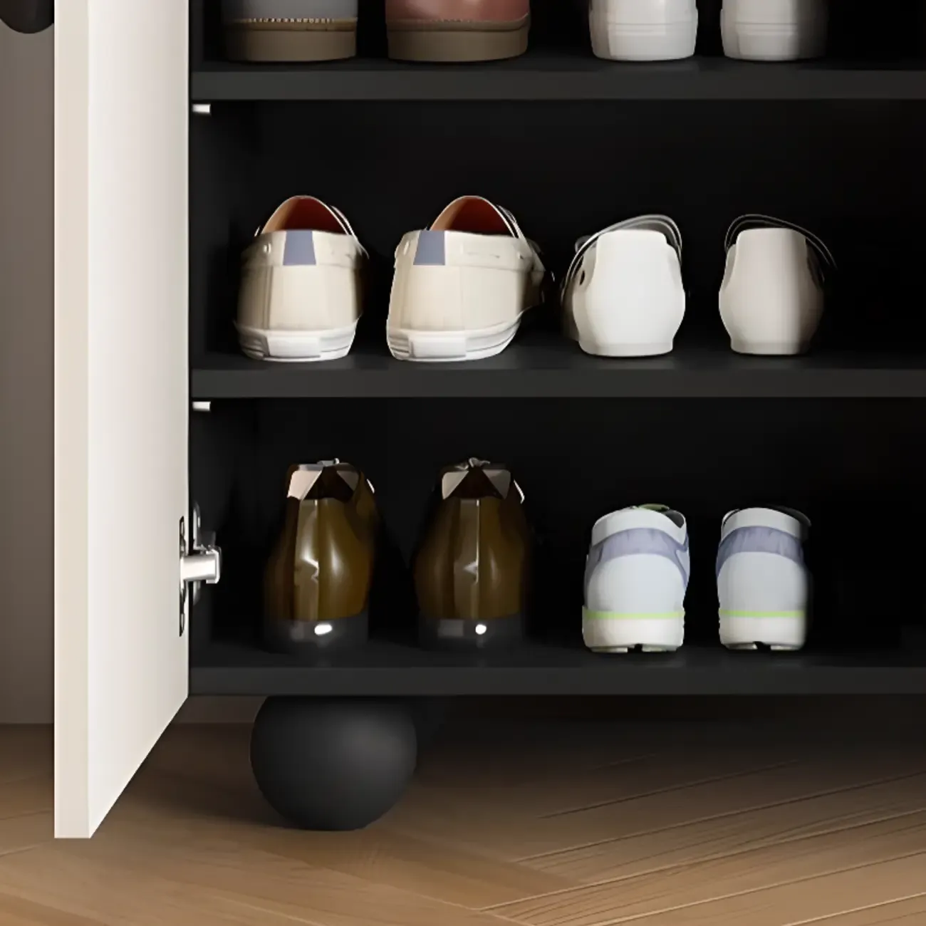 Chic Adjustable Shelves Wood Shoe Cabinet in White/Black