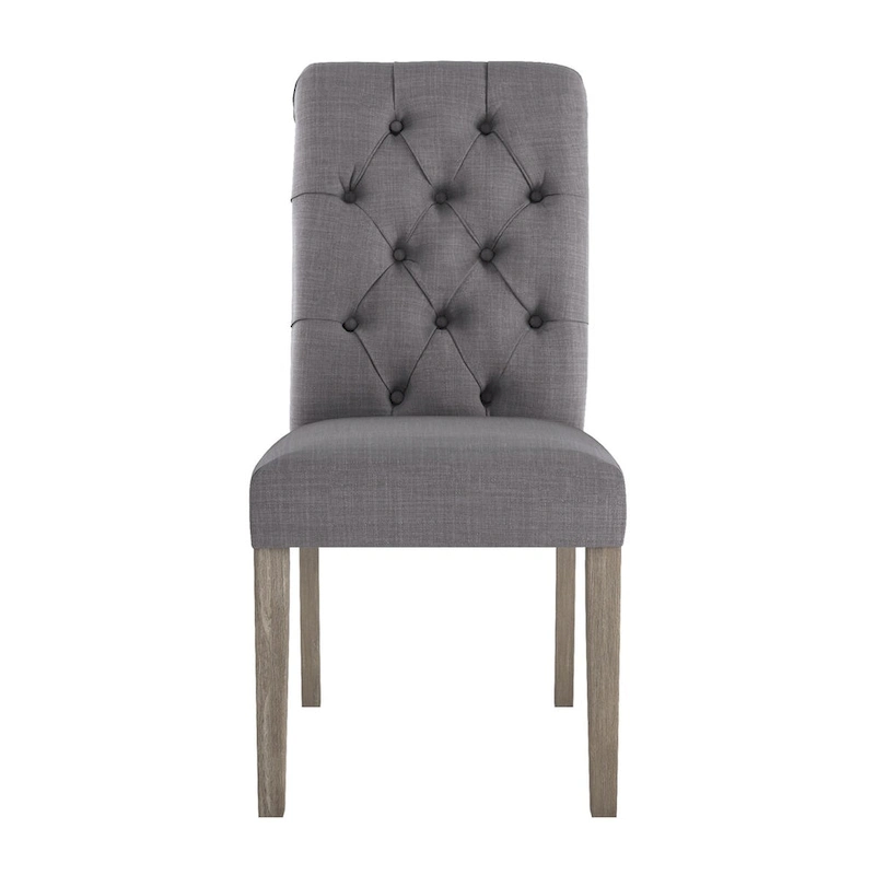 Benchwright Linen Tufted Dining Chair with Grey Finish Legs (Set of 2) by iNSPIRE Q Artisan