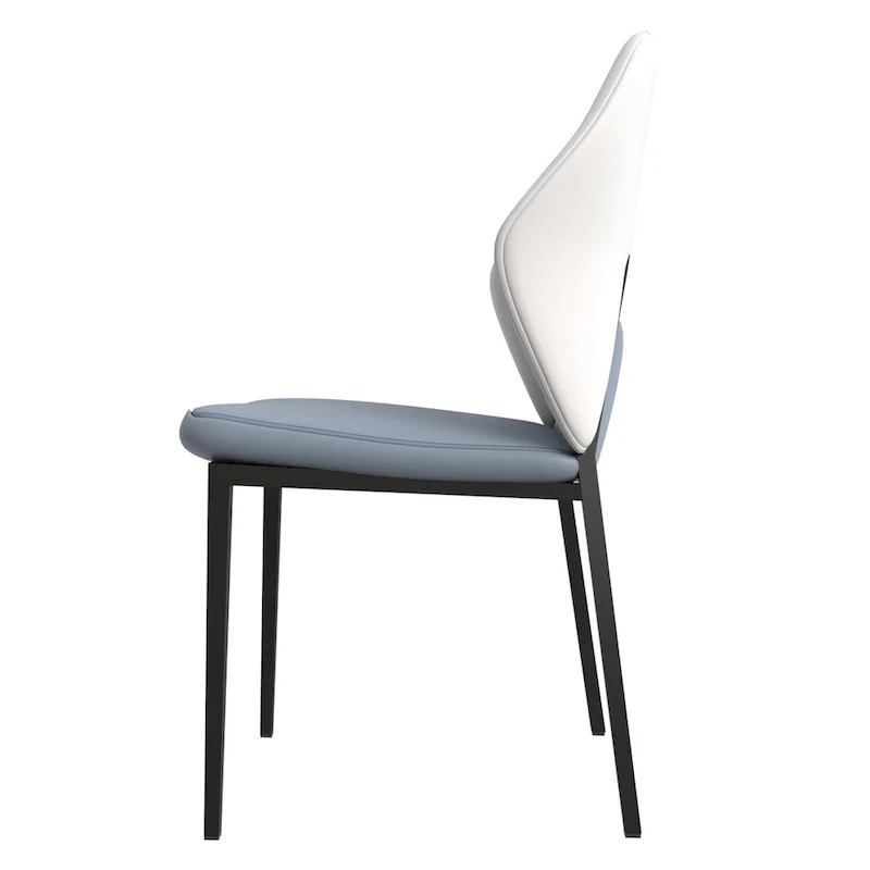 PU Leather Dining Chair – Brown/Grey/Blue Grey/Green Blue/White, Iron Legs, Single