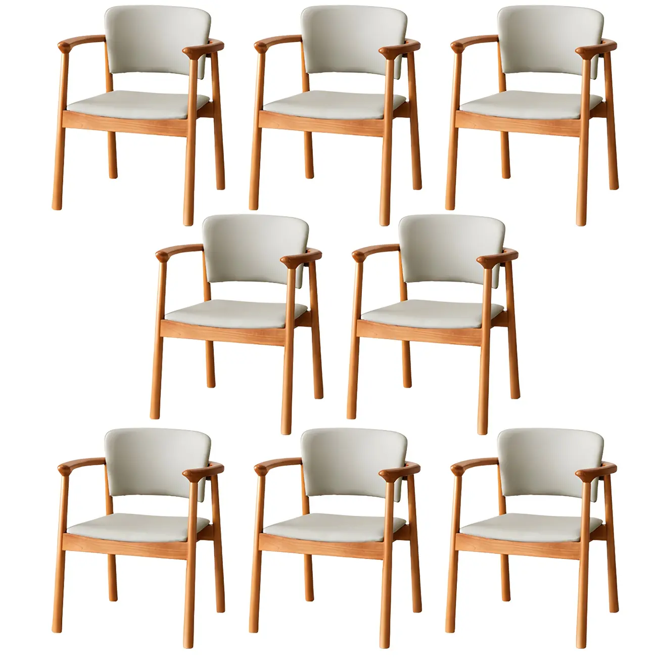 Modern Upholstered Rubberwood Arm Dining Chair Set of 2