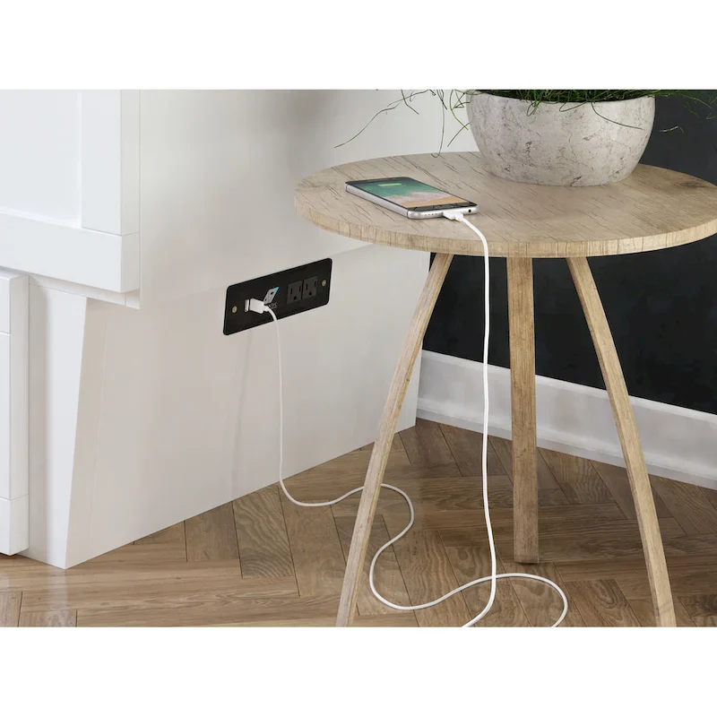 Queen Murphy Bed Chest with Mattress and Built-In Charger