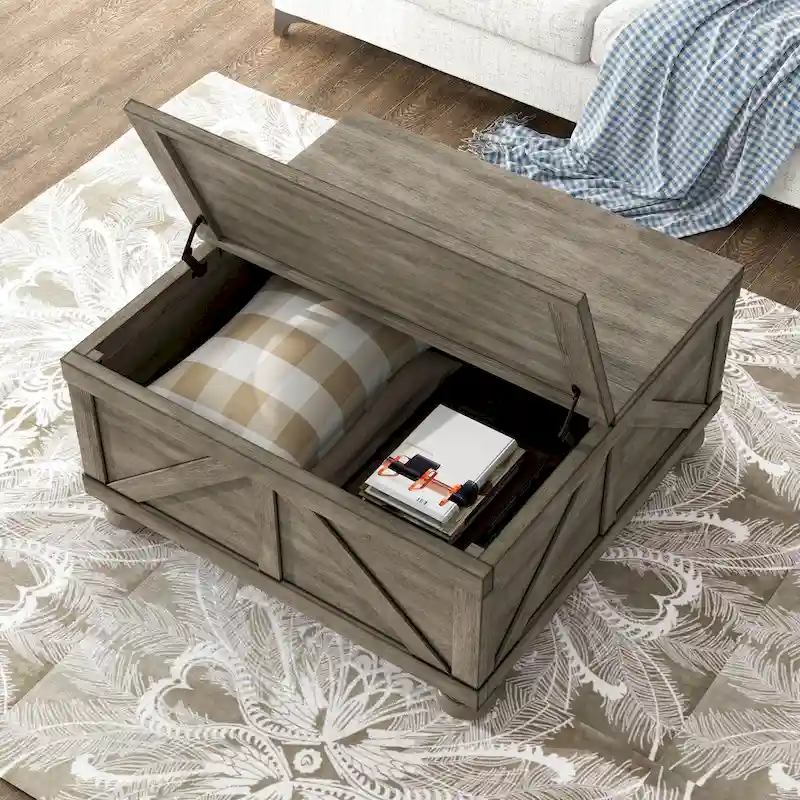 Farmhouse 36-inch Acacia and Pine Storage Coffee Table