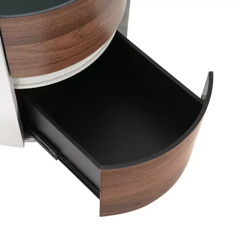 Christopher Knight Home Ariday Modern Round Side Table with Tempered Glass Top and Two Drawers