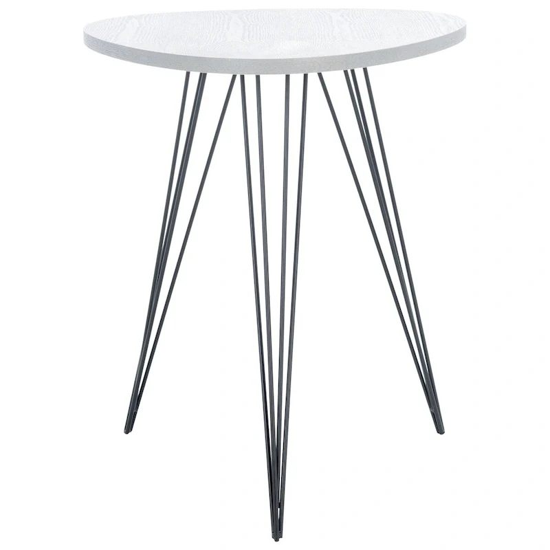 White and Black Lacquer Side Table with Hairpin Legs - 20W x 20D x 24H