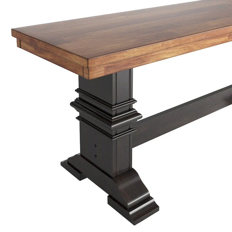 Two-Tone Trestle Leg Wood Dining Bench