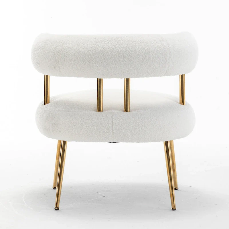 Modern Glam Upholstered Comfy Open-Back Accent Vanity Chair with Golden Legs
