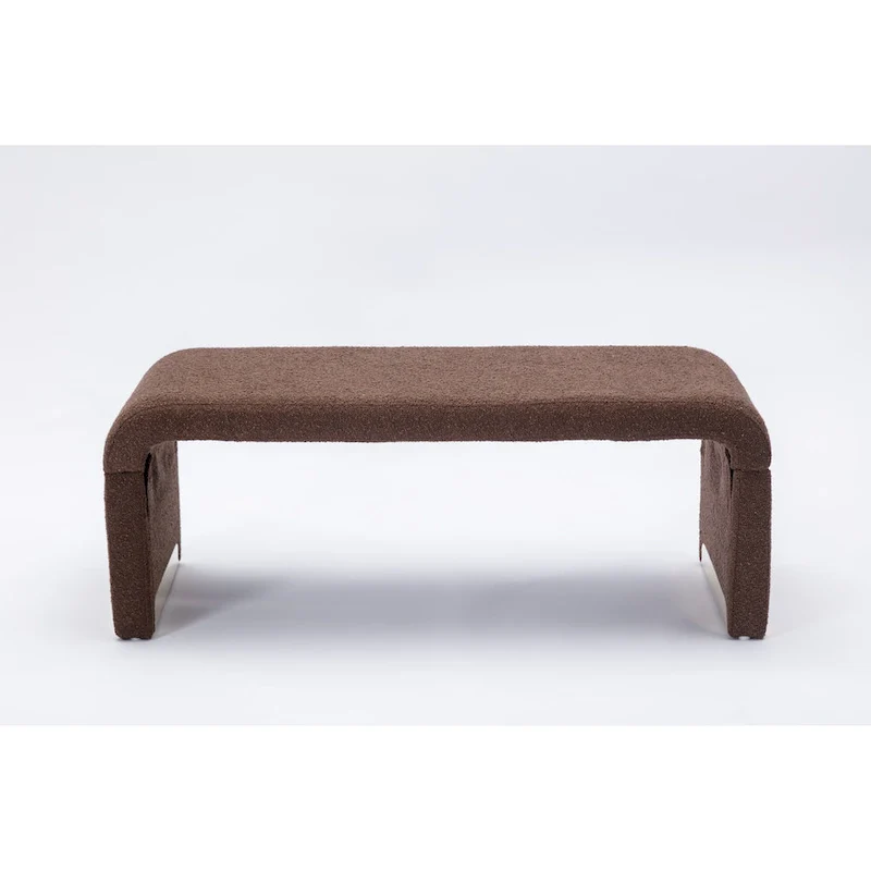 Modern New Boucle Fabric Loveseat Ottoman Footstool Bedroom Bench Shoe Bench With Gold Metal Legs