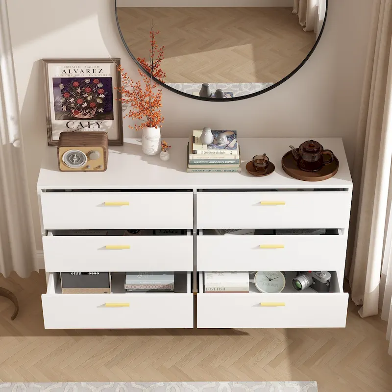 FUFU&GAGA Modern Double 6-Drawer Dresser Chest Of Drawers Cabinet