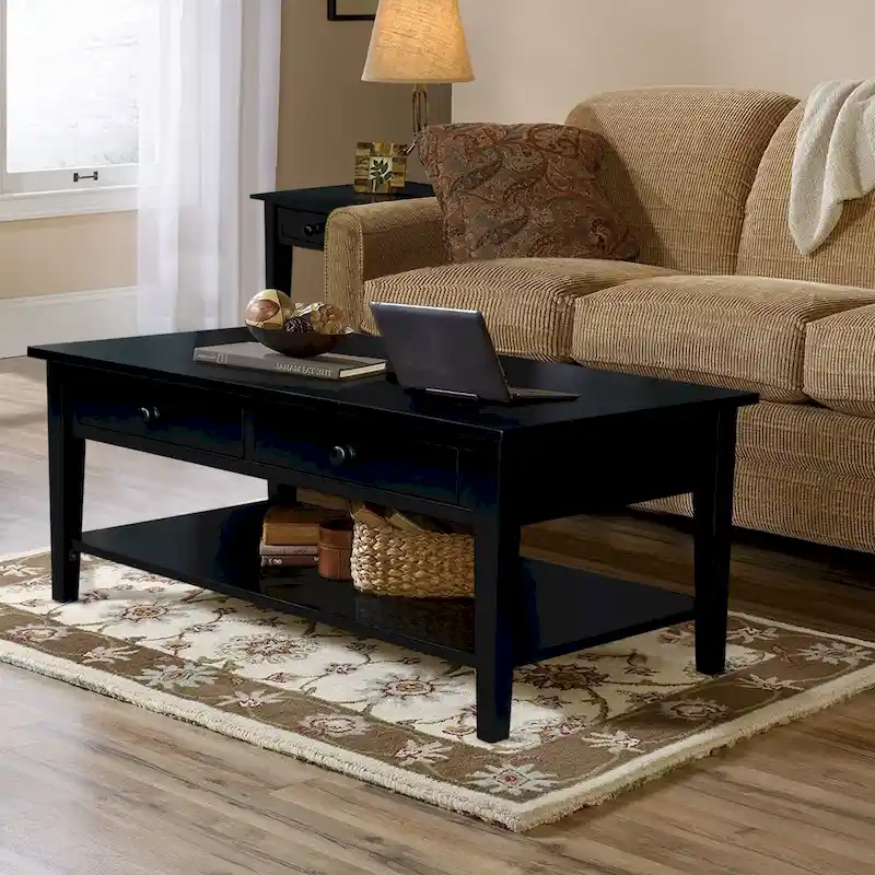 Spencer Solid Parawood Coffee Table - 48 in. W x 24 in. D x 19 in. H