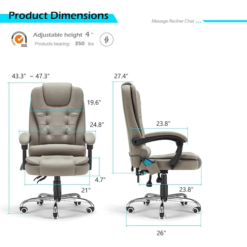 AECOJOY Ergonomic Office Chair with 7 Points Vibrating Massage&Heat Functions