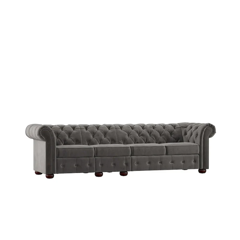 Knightsbridge Grey Extra Long Chesterfield Sofa by iNSPIRE Q Artisan