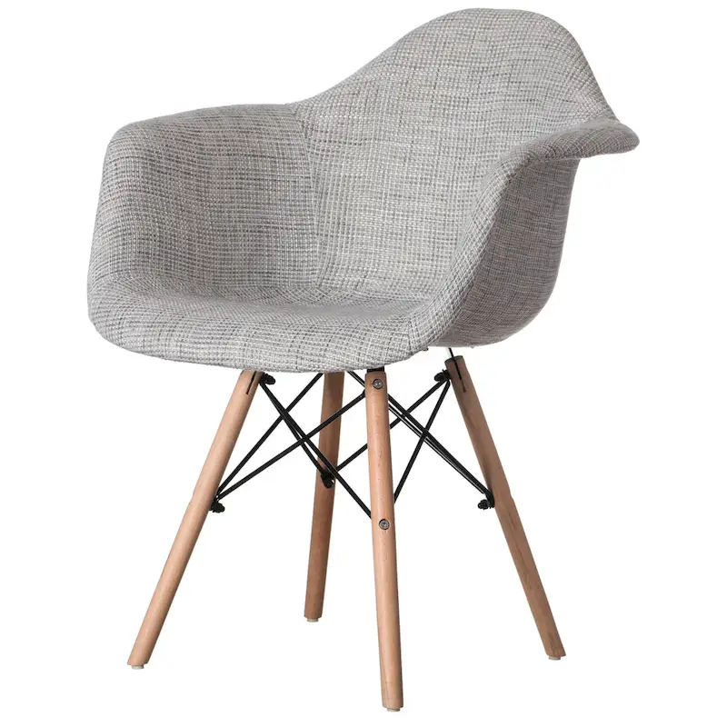 Fabric Dining Chair with Beech Wood Rocking Legs
