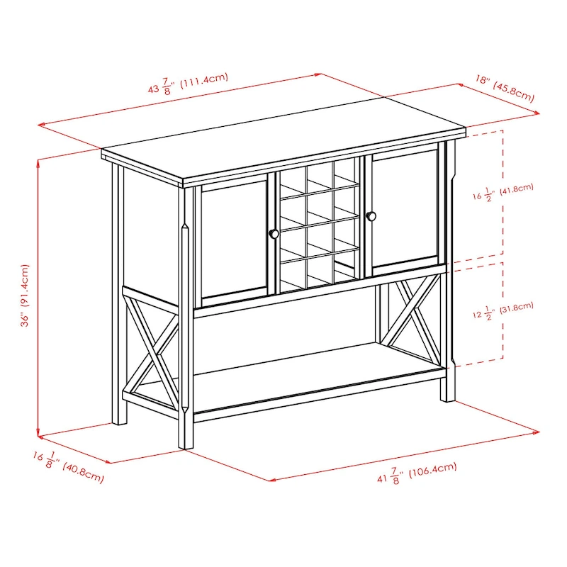 Xola Buffet Cabinet, Cappuccino - 43.8W x 18D x 35.9H