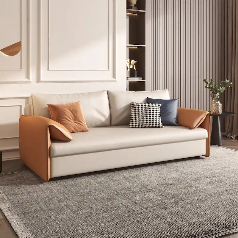 JASIWAY 65.4  Vegan Leather Sofa Bed Sleeper Sofa