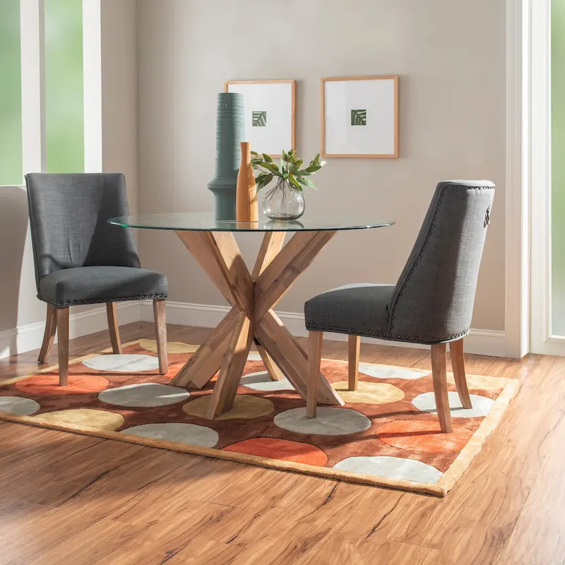 Allard X-base Round Glass Dining Table (Table Only)