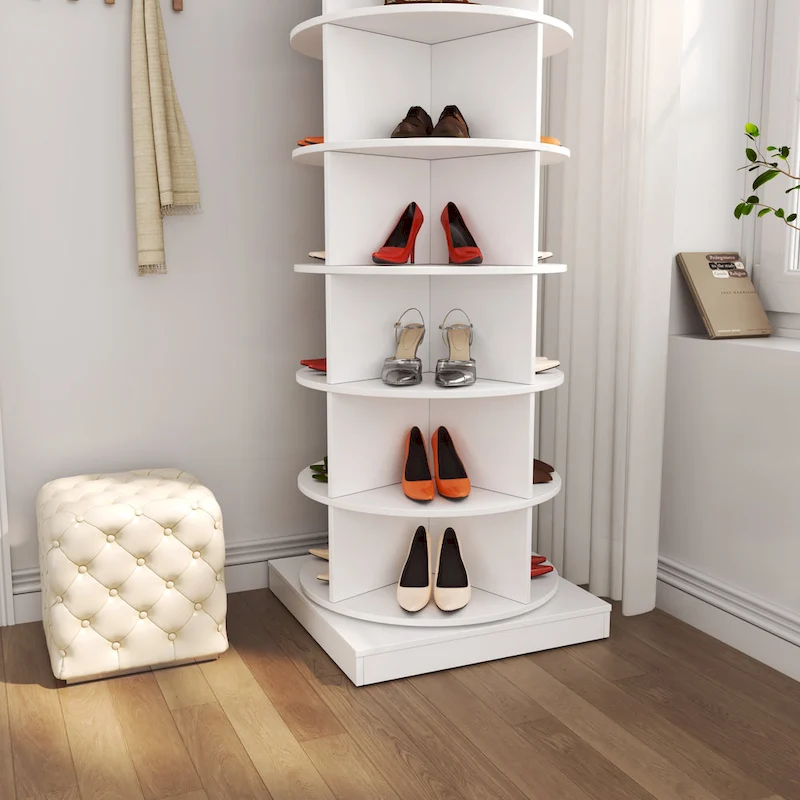 360Rotating Shoe Cabinet 6 layers Holds Up to 24 Paris of Shoes
