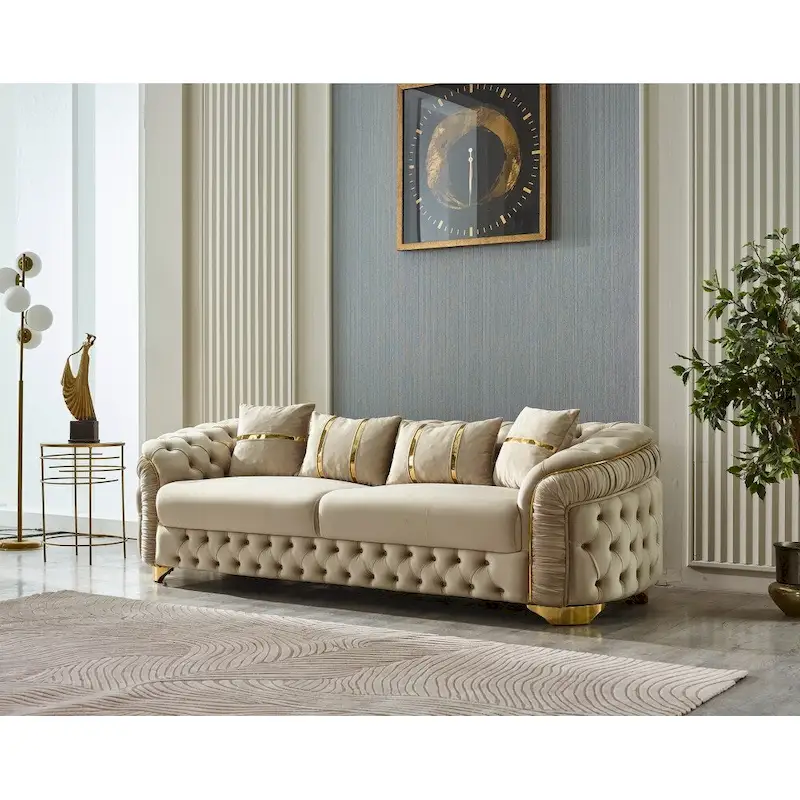 Ashlee 3-Pieces One Sofa One Loveseat One Chair Living Room Set, Tufted Back
