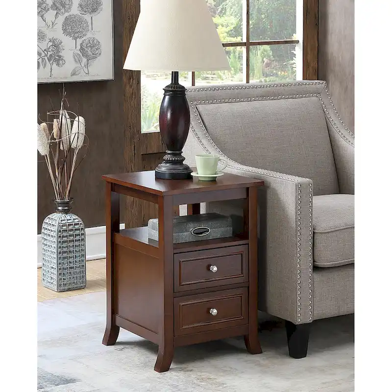 Convenience Concepts Melbourne 2 Drawer End Table with Shelf