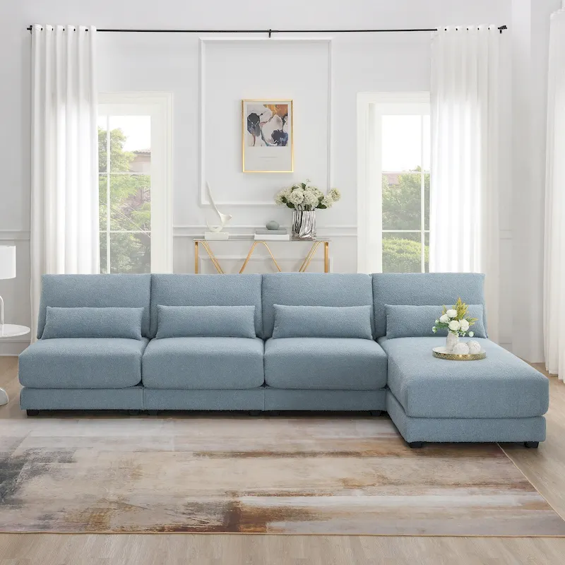 Blue 120 L-Shaped 4-Seat Sofa