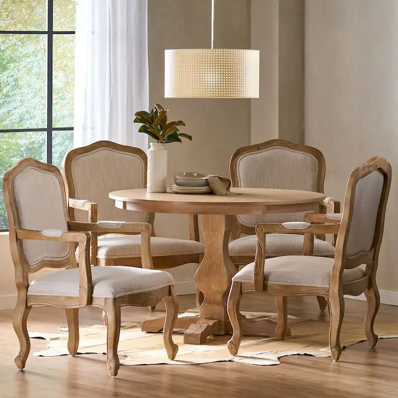 Ardyce Upholstered 5 Piece Circular Dining Set by Christopher Knight Home