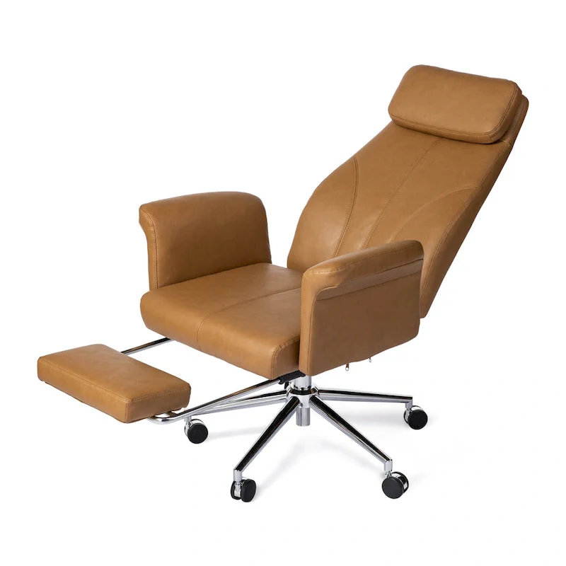 High-Back Office Chair with Footrest and Quilted Design for Adults