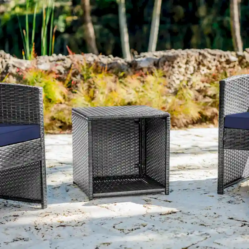 Nestl 3 Piece Patio Furniture Wicker Conversation Set