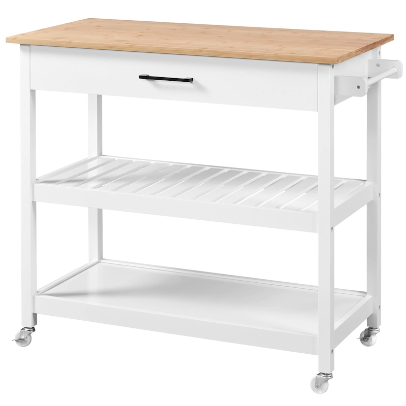 Yaheetech Kitchen Cart with storage and Drawer Wood Countertop