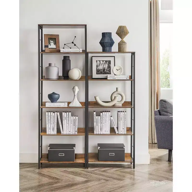 VASAGLE 6-Tier Bookshelf, Bookcase, 11.8 x 23.6 x 70.1 Inches, Shelving Unit, with Back Panels, Industrial Style Study, Rustic Brown and Black