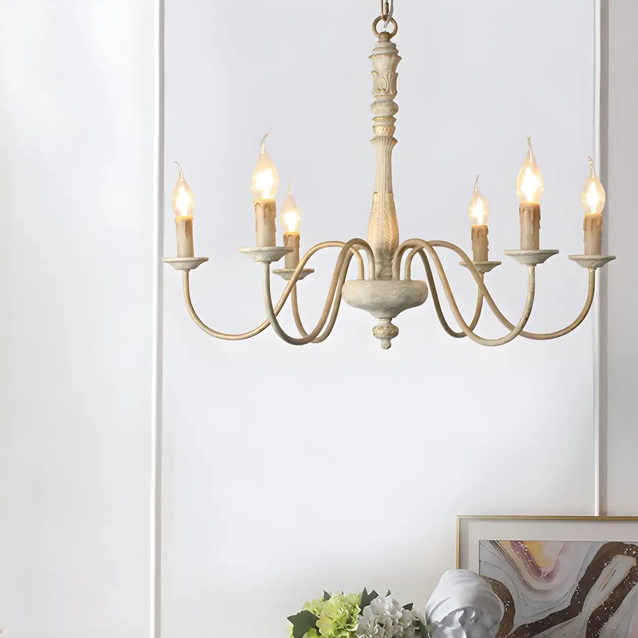 Traditional Adjustable 6-light Empire Wood Candelabra Chandelier