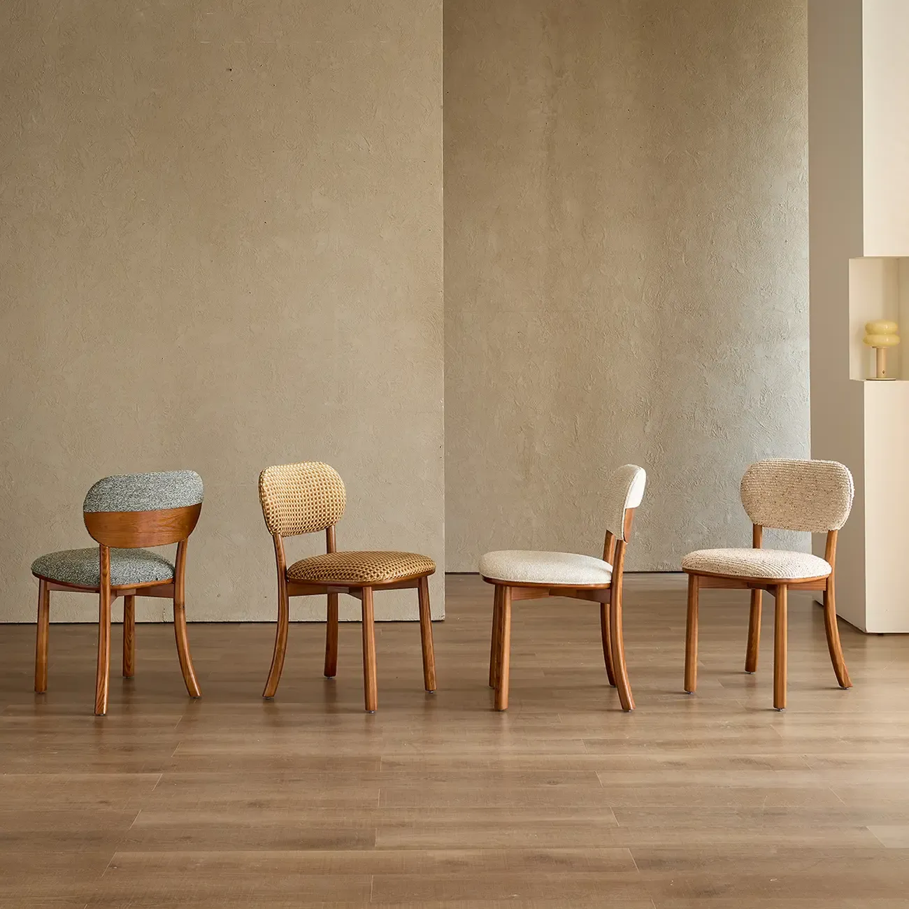 Modern Armless Upholstered Solid Wood Dining Chair