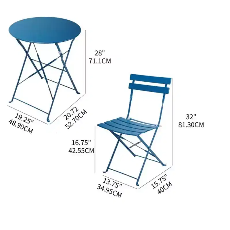 2-Piece Round Metal Patio Set  Ideal for Small Patio Breakfast & Chats