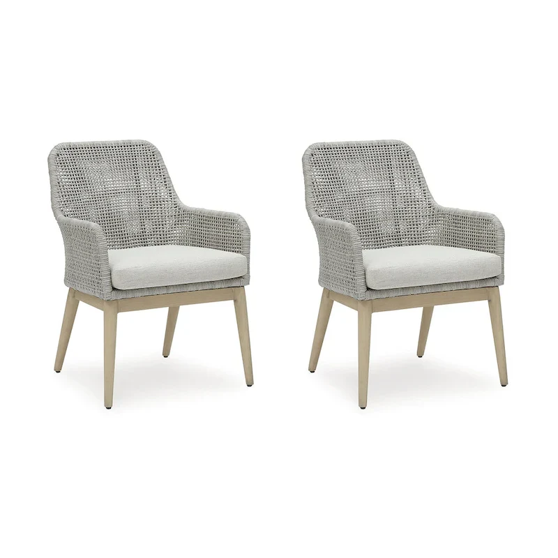 Signature Design by Ashley Seton Creek Gray Outdoor Dining Arm Chair (Set of 2) - 25.25 W x 24.5 D x 36 H