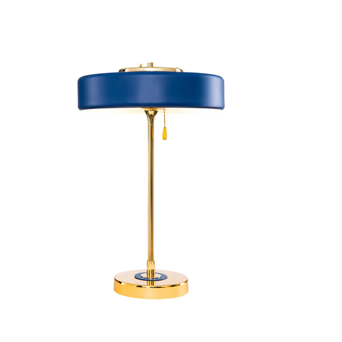 Gold Geometric Bedside Lamp with Pull Chain Switch