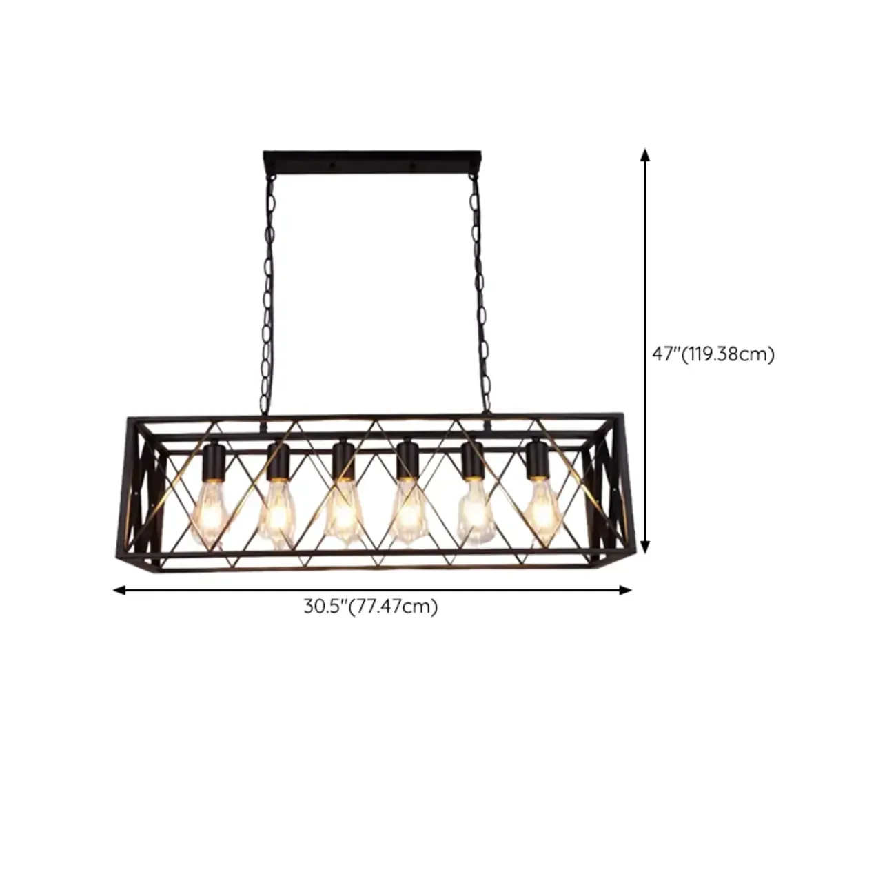 Industrial Black Metal Rectangle Kitchen Island Light