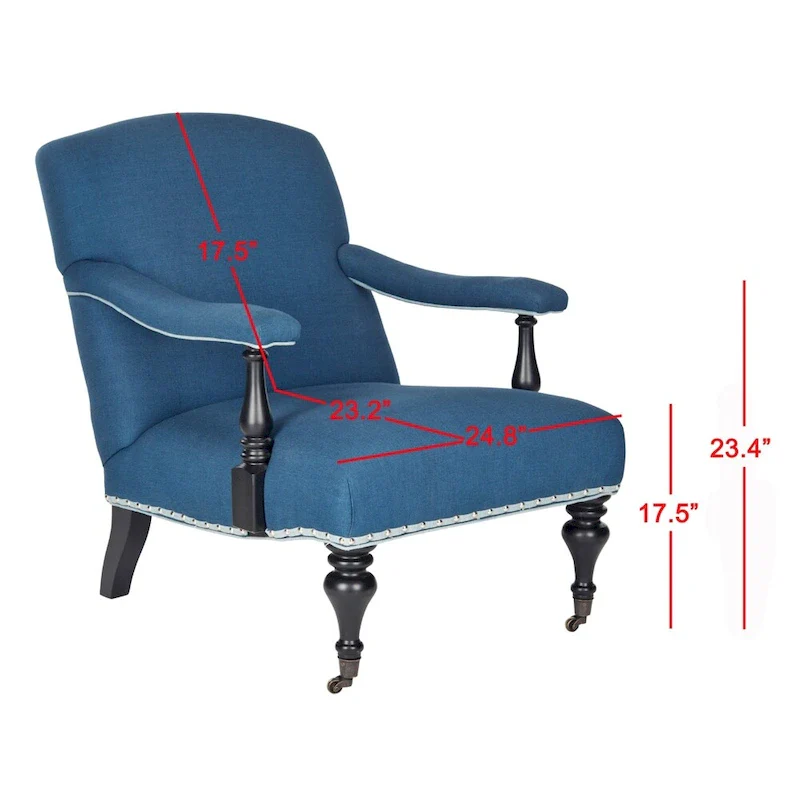 SAFAVIEH Kassie Steel Blue Arm Chair - 27.6 x 36.8 x 35 - 28Wx37Dx35H