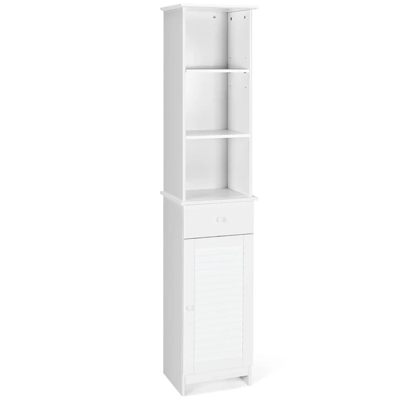 Costway Bathroom Tall Storage Cabinet Freestanding Linen Tower w/ Open - See Details