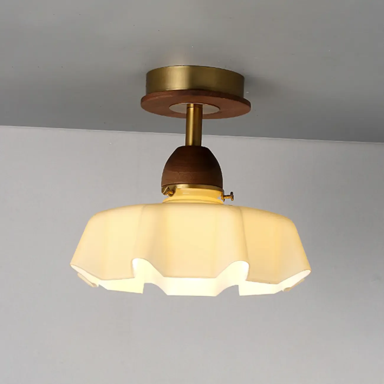 Caramel Gradient Glass Dome Semi Flush Ceiling Light