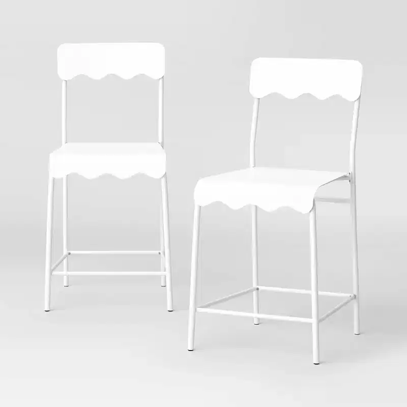 Set of 2 24 Wavy Metal Counter Height Barstool with Footrest - Room Essentials