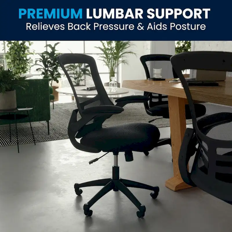 Mid-Back Mesh Swivel Ergonomic Task Office Chair with Flip-Up Arms