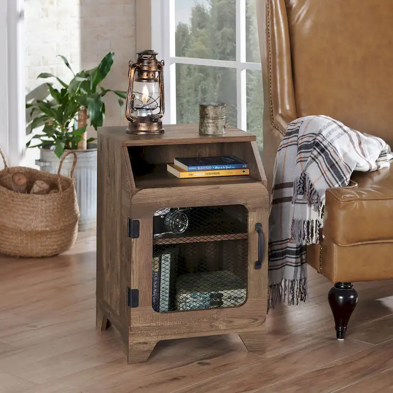 DH BASIC Rustic Oak 16-inch 3-Shelf End Table by Denhour