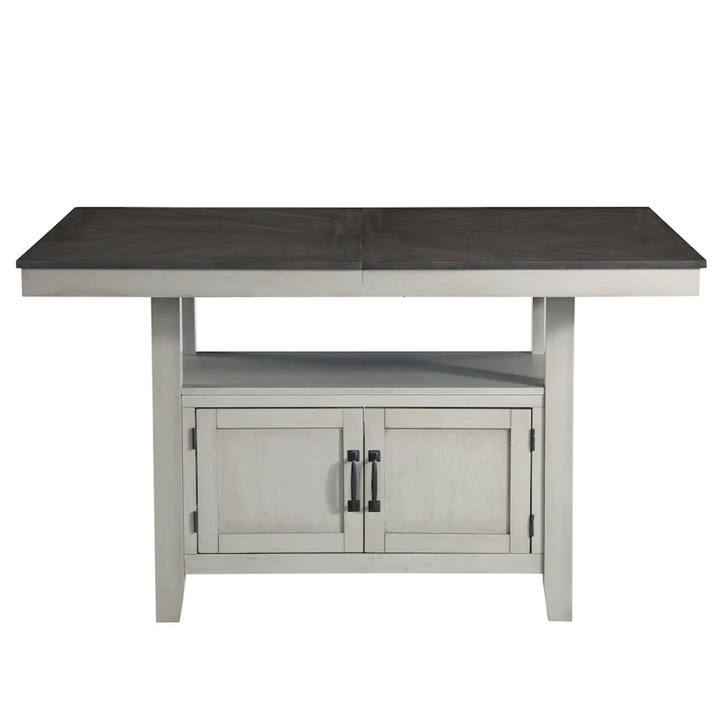 Counter Height Dining Table with Storage Base - Charcoal and Stone Gray