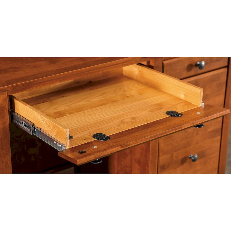 Solid Wood Desk with 4 Drawers - Natural Finish