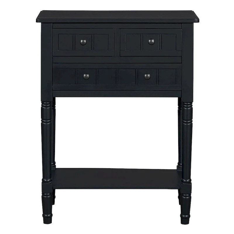 23.7 Farmhouse Solid Wood Console Table with 3 Drawers and Bottom Shelf