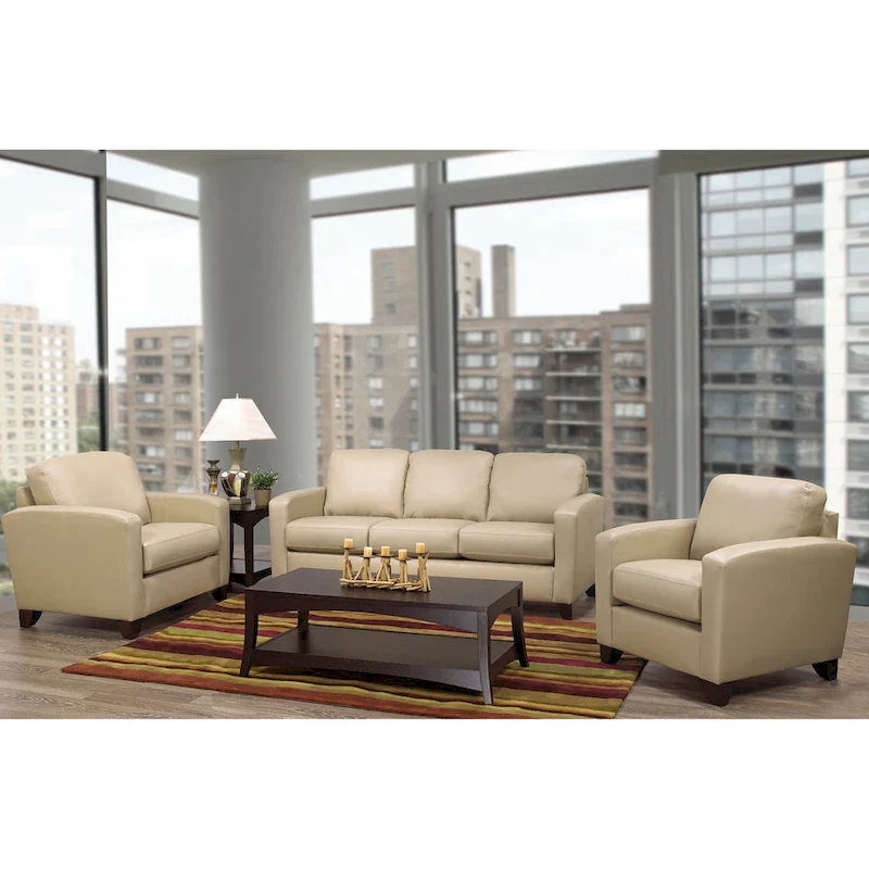 Bryce Italian Top Grain Leather Sofa Chairs Set