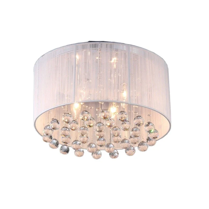 Mordred Chrome 4-Light Pendant with Fabric Shade