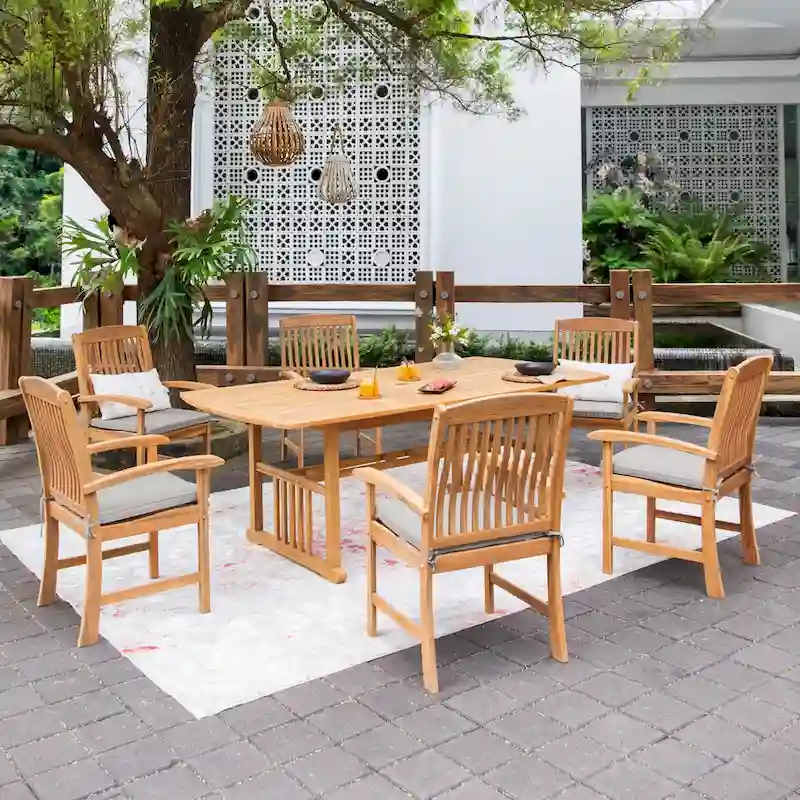 Cambridge Casual Chignik 7-piece Teak Patio Extendable Dining Set