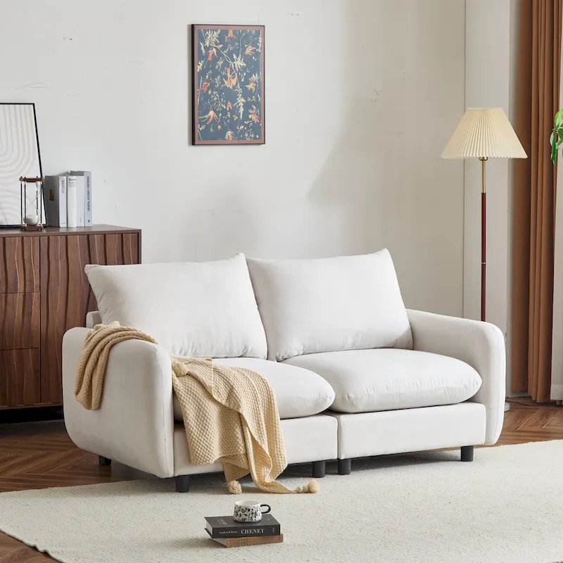 Modern 2-Seater Modular Upholstered Sectional Loveseat